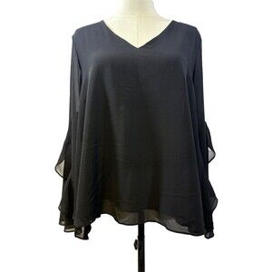 Women’s Black Formal Top Anthropologie She + Sky Blouse Size M